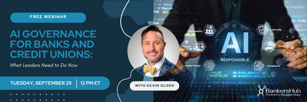 BankersHub webinar graphic: AI governance for banks and credit unions, what leaders need to do now